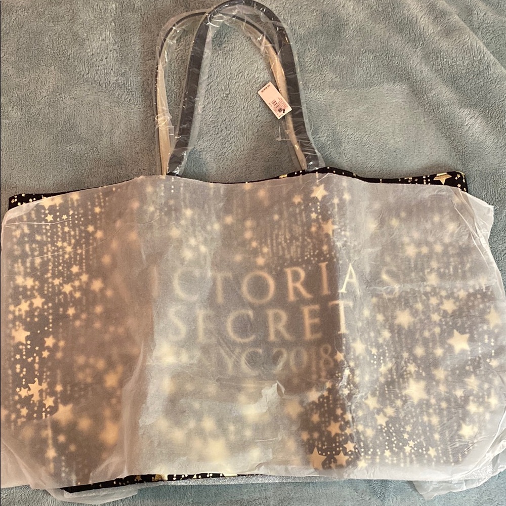 Victoria's Secret Black Tote with Starry Sparkle
